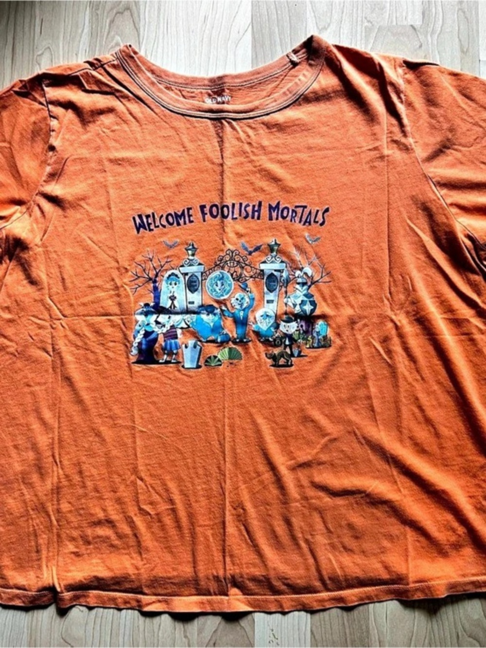 Old Navy Custom Made Haunted Mansion @Welcome Foolish Mortals” Graphic Tee